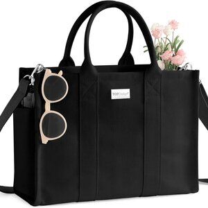 Premium Heavy-Duty Canvas Tote with Adjustable Strap & 6 Pockets for Essentials